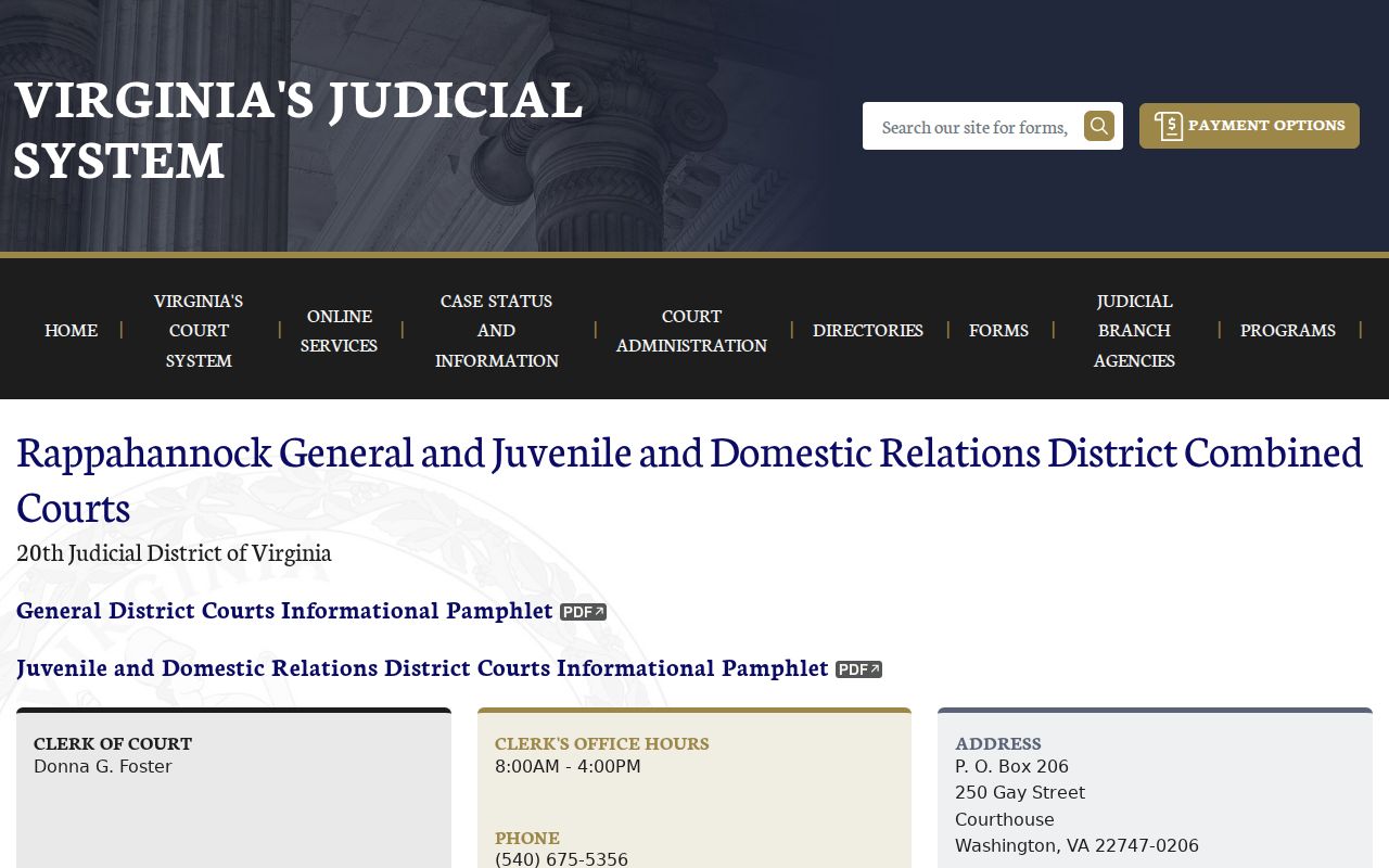 Rappahannock County criminal case records Combined Court schedule
