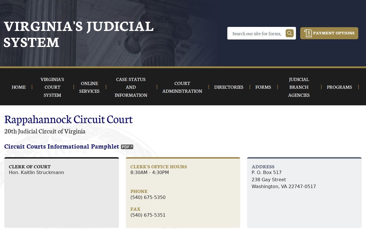 Rappahannock County criminal court cases Circuit Court directory