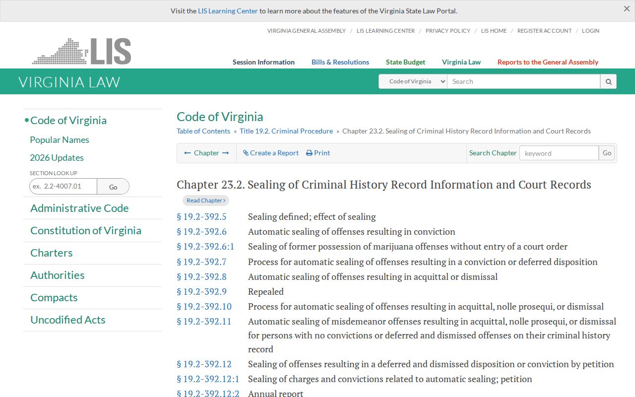 Rappahannock County criminal court cases Virginia sealing statutes