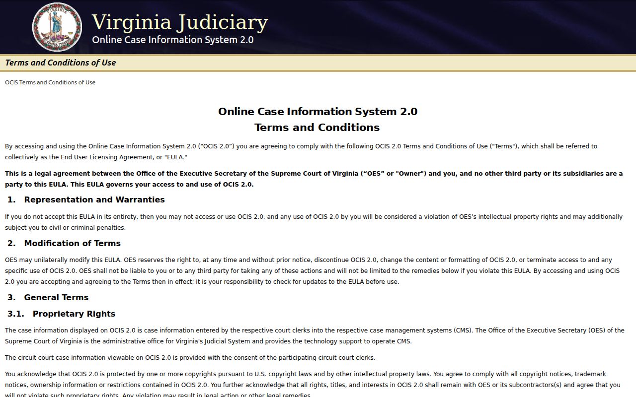 Rappahannock County criminal case records OCIS 2.0 interface