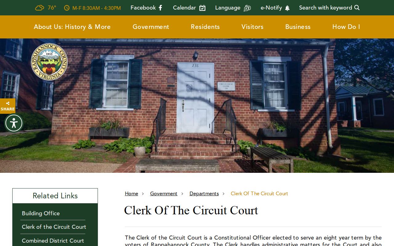 Rappahannock County criminal history information from the Circuit Court Clerk