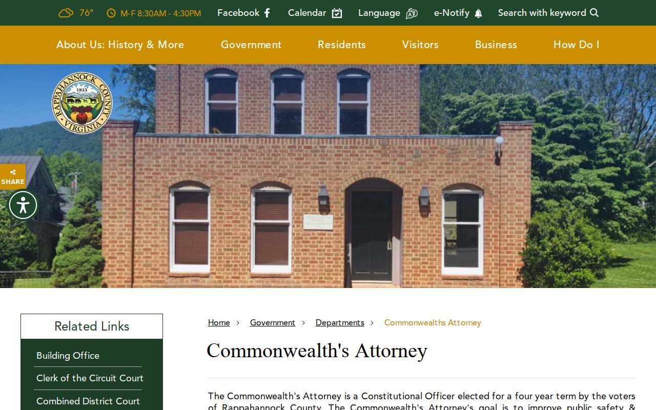 Rappahannock County criminal history prosecution office information